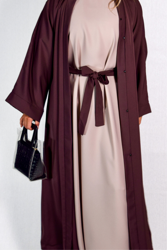 Open Nida Abaya in Dark Mauve